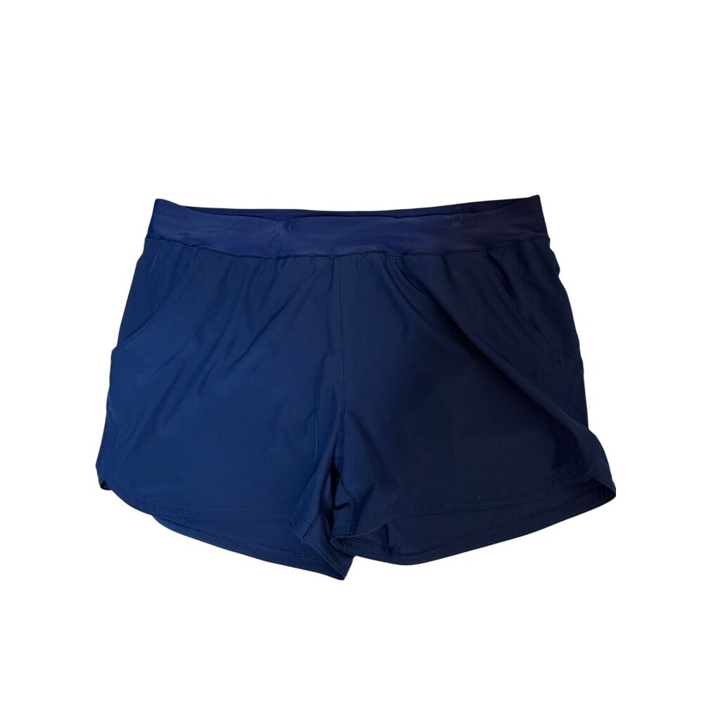2/$30 Lands End Womens Plus 26W Swim Cover-Up Shorts Navy Blue Polyester/Spandex